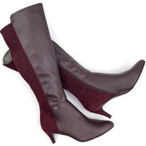 SALE: Alfani Hakuu boots in Dark Berry. Size 6.5 M. Faux suede and leather.